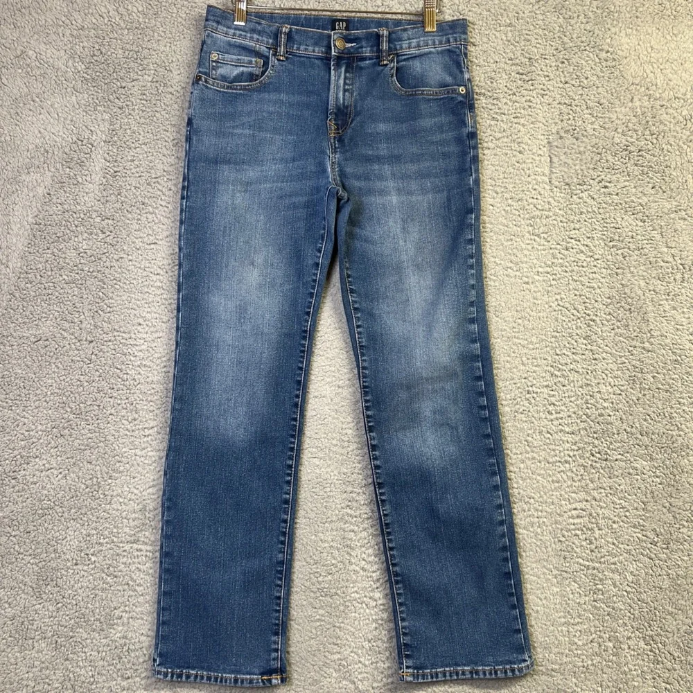Gap Kids Jeans Boys 16 Husky Blue Denim Stretch Straight Medium Wash 358195